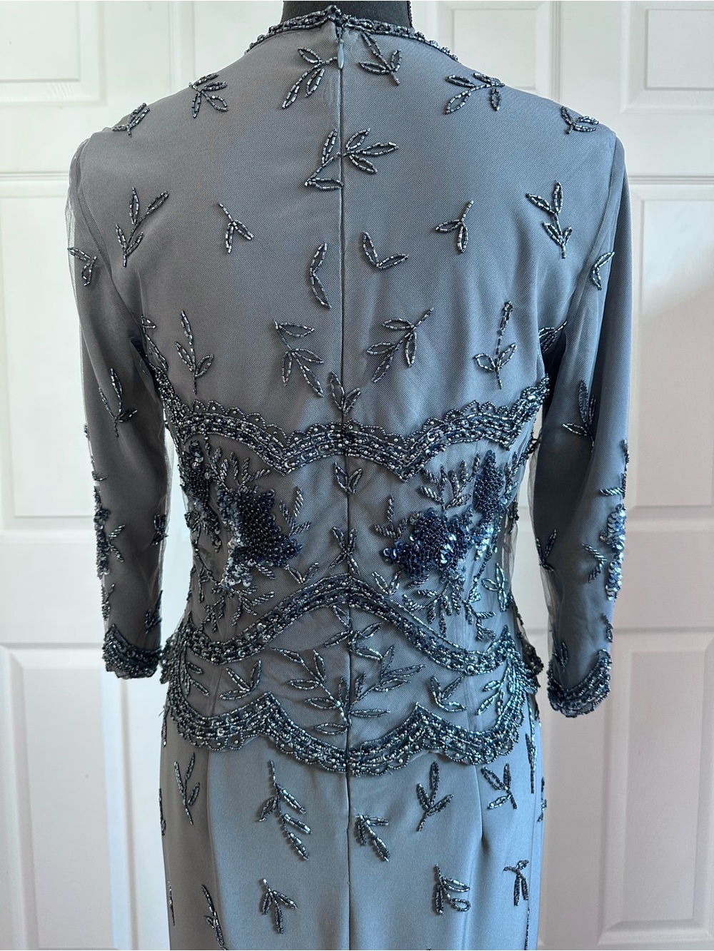 Jovani New York Gray Beaded Mesh Mother of the Bride Groom Gown - Picture 7 of 8